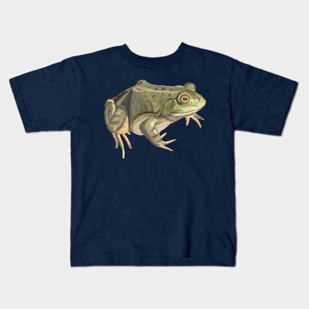 American Bullfrog Watercolor Kids T-Shirt by Art by Deborah Camp